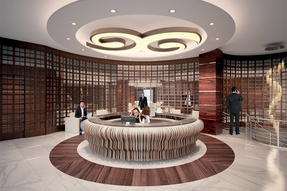 bank offices in astana, furnished with elegant and formal materials and products
