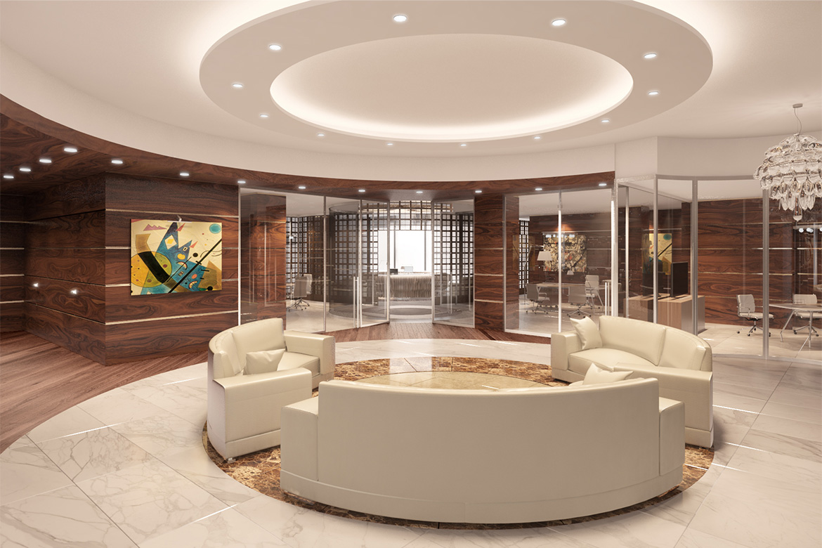bank offices in astana, furnished with elegant and formal materials and products