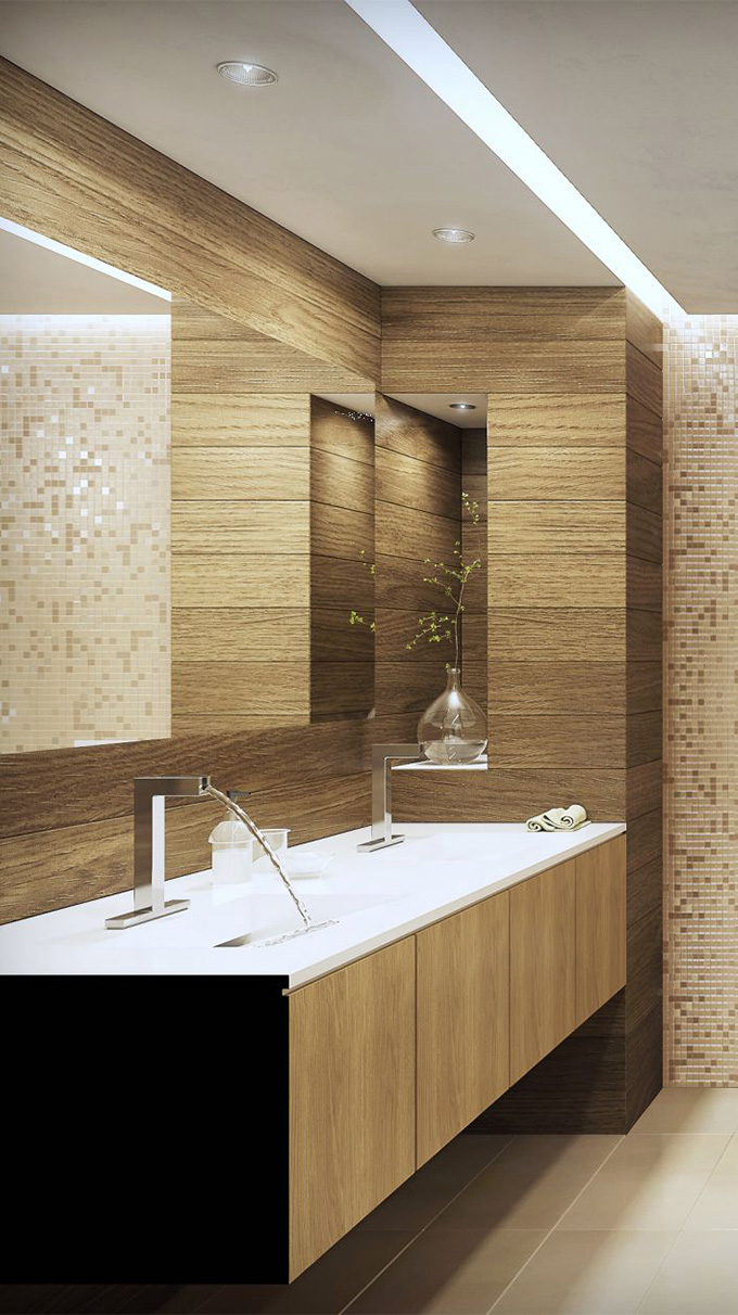 render of a private swiss apartment with modern furnishing