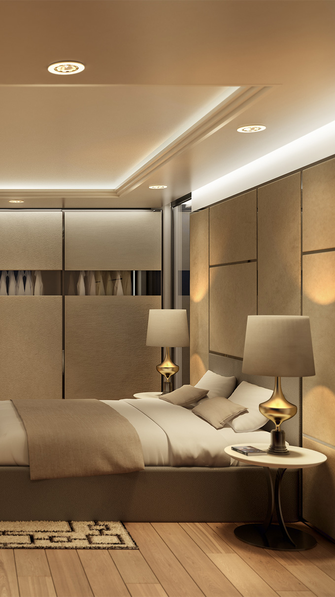 render of a private swiss apartment with modern furnishing