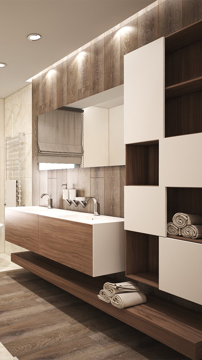 render of a private swiss apartment with modern furnishing