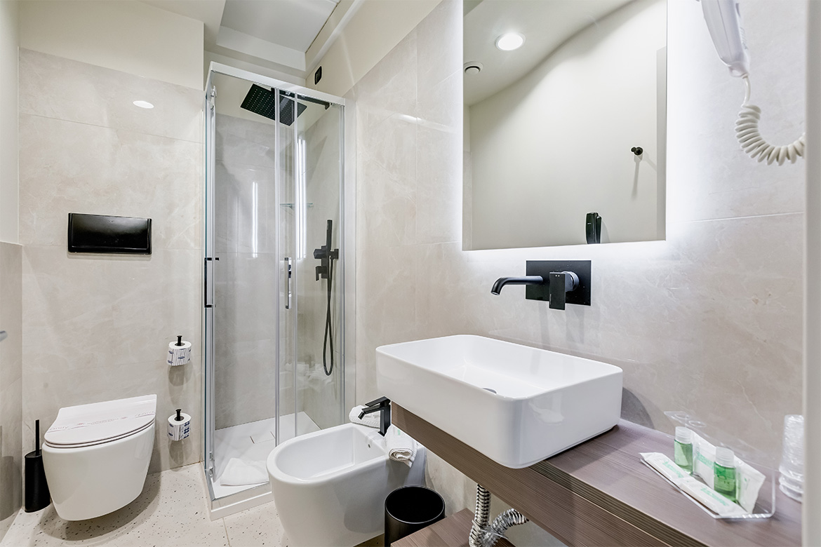 bathroom with every modern comfort and a minimal design